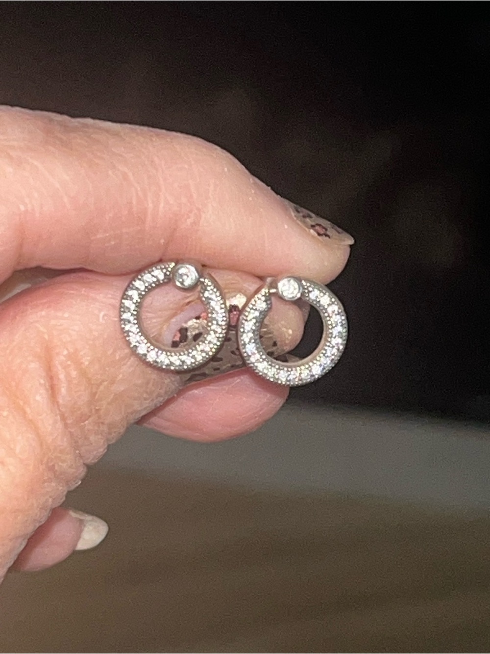 Pandora Pavé & Logo Circle Reversible Stud Earrings